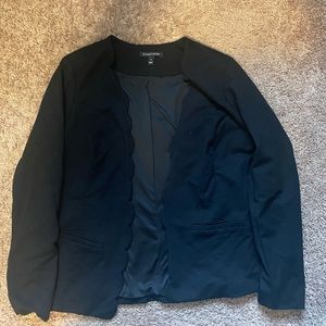 Black Scalloped Knit Blazer